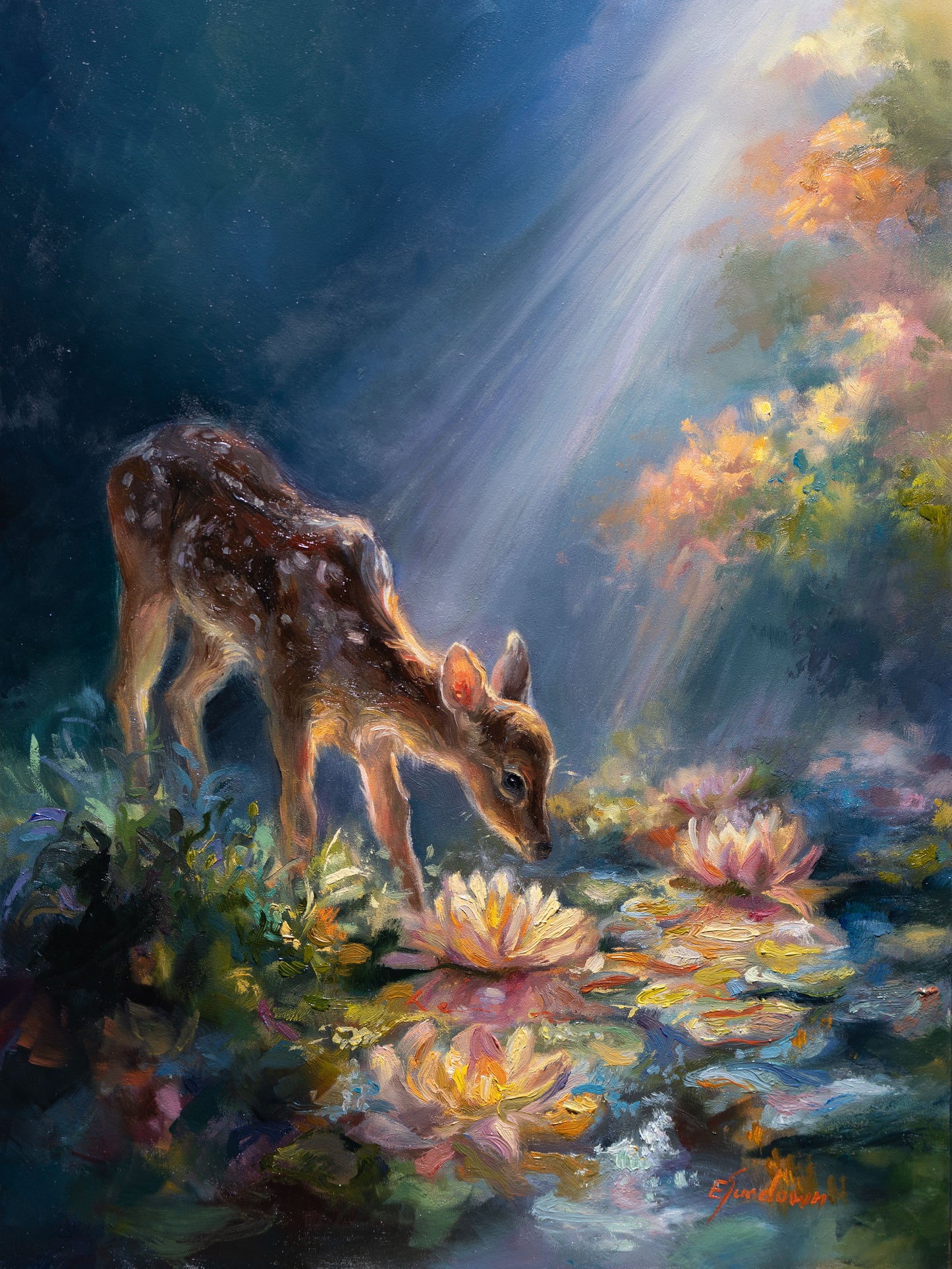 Where the Lilies Glow Original Oil Painting