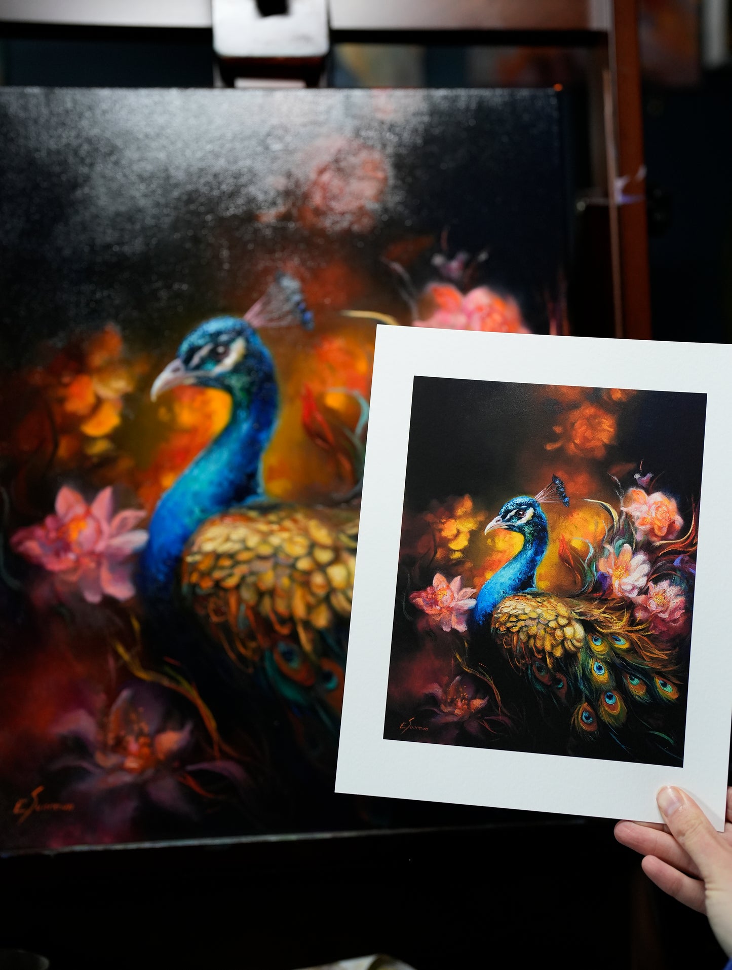 Royal Peacock in Blooms – Fine Art Print