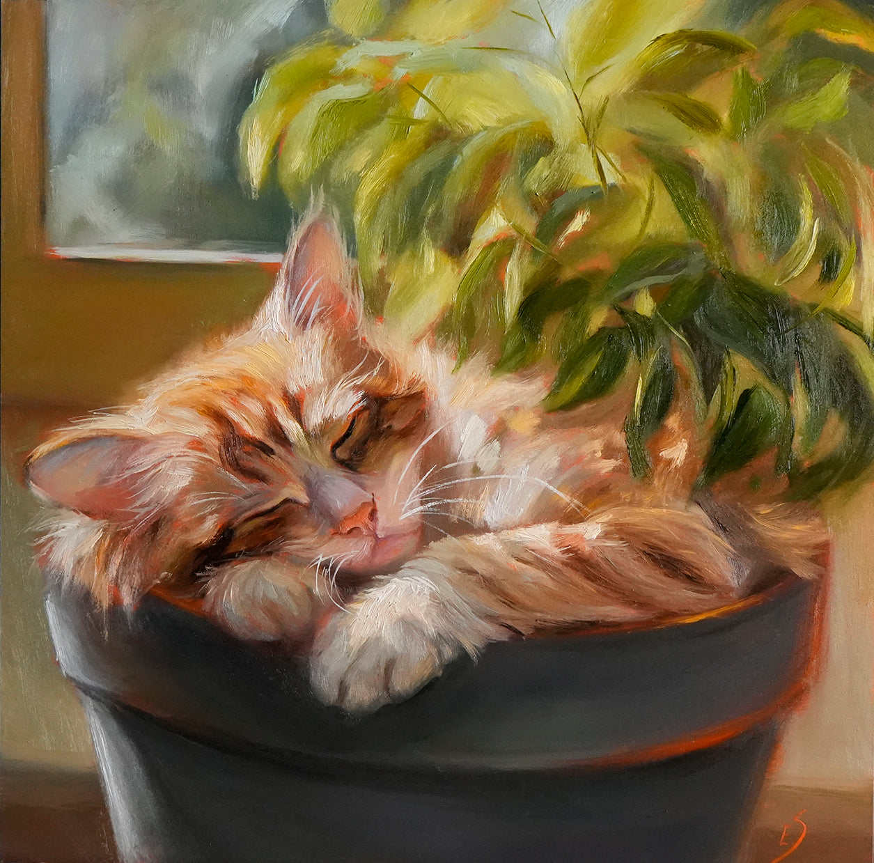 Original deals Oil painting Cat