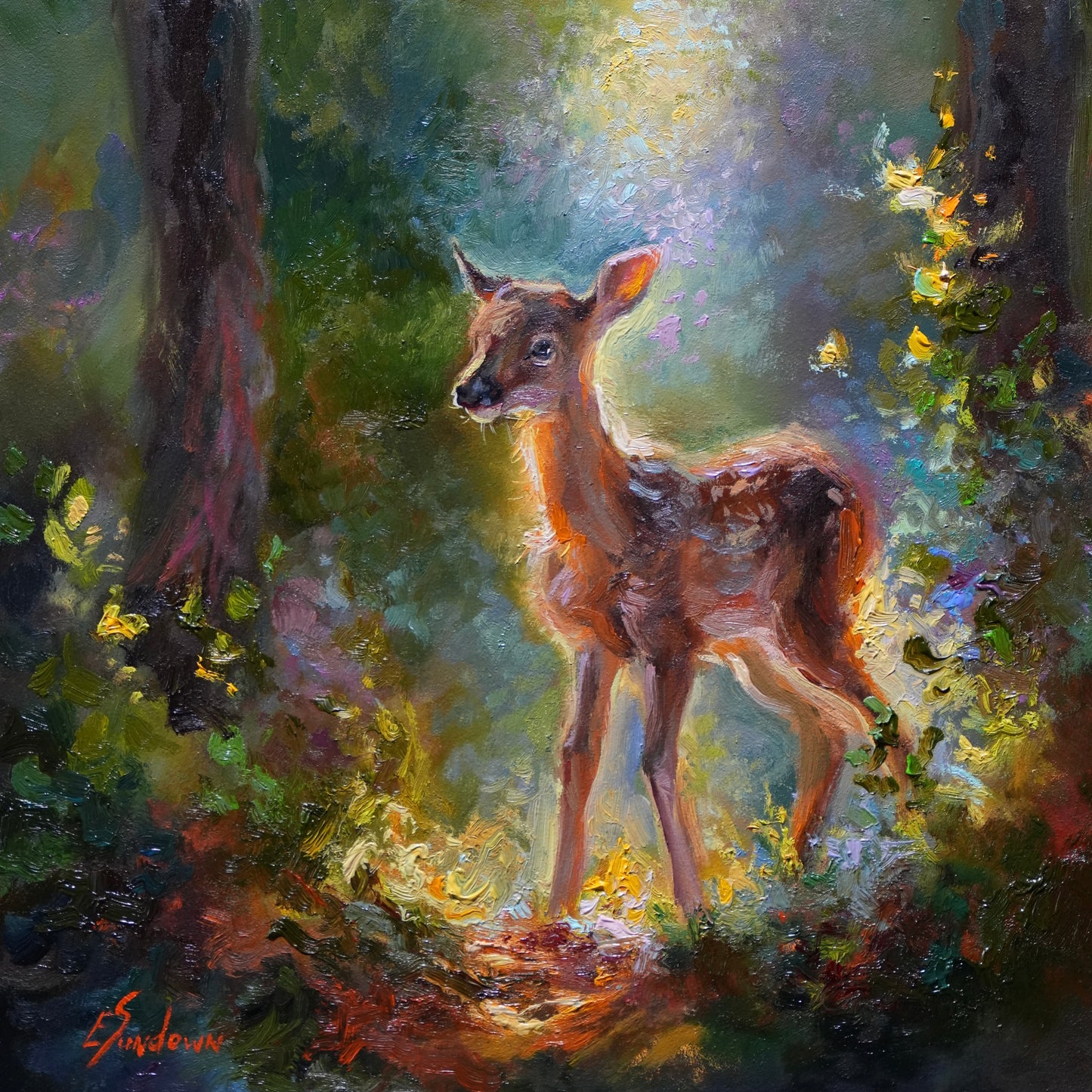 First Light – Original 8x8” Oil Painting on Ampersand Gessobord by Eve Sundown