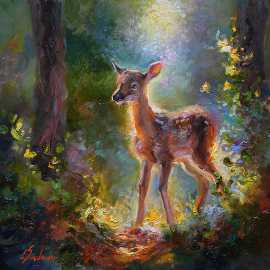 First Light – Original 8x8” Oil Painting on Ampersand Gessobord by Eve Sundown