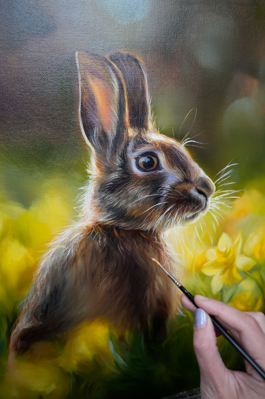 “Hare in Daffodils” Hare In Daffodils Original Oil Painting