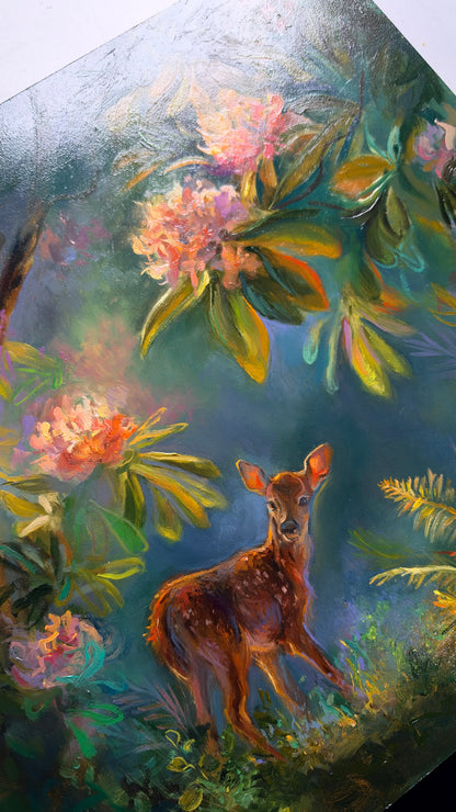 Among the Blooming Light – Original 12x12 inch Oil Painting on Deep Cradled Ampersand Gessobord