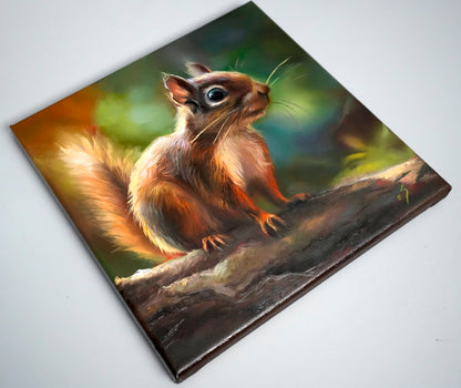 "Nature’s Watcher" Squirrel Oil Painting