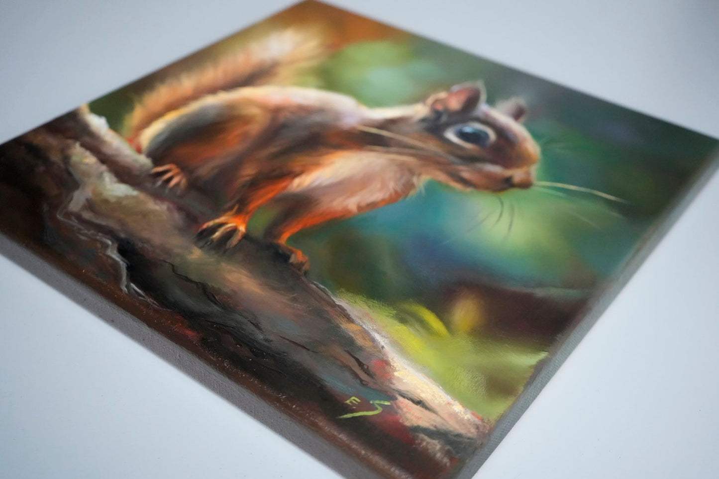 "Nature’s Watcher" Squirrel Oil Painting