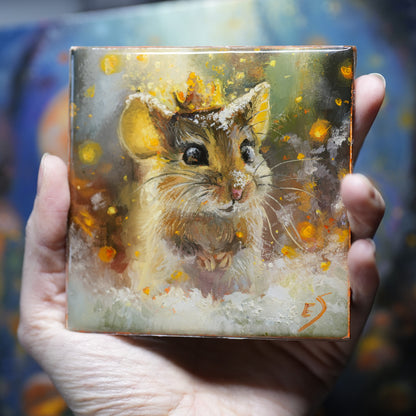 Mouse original Oil Painting coated with Epoxy Resin