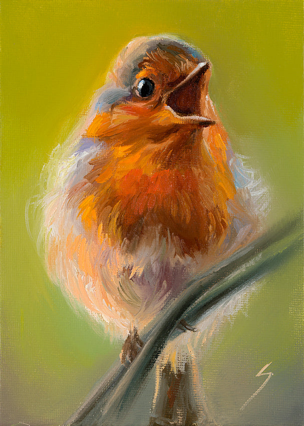 "Chirping Robin" - Robin Original Painting (SOLD)