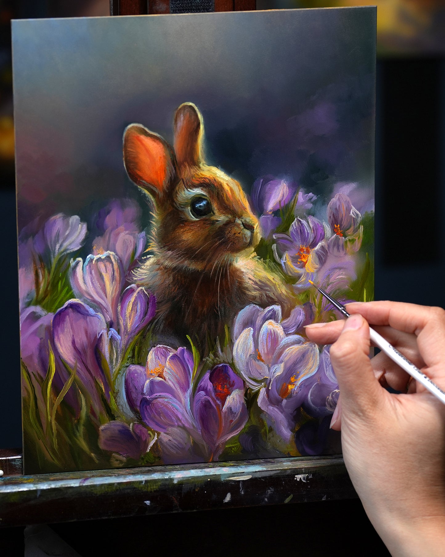 Among the Crocuses Original Oil Painting | 8 x 10 inches&nbsp;