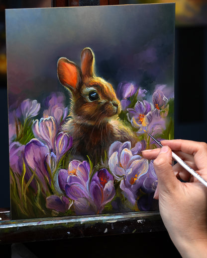 Among the Crocuses Original Oil Painting | 8 x 10 inches&nbsp;