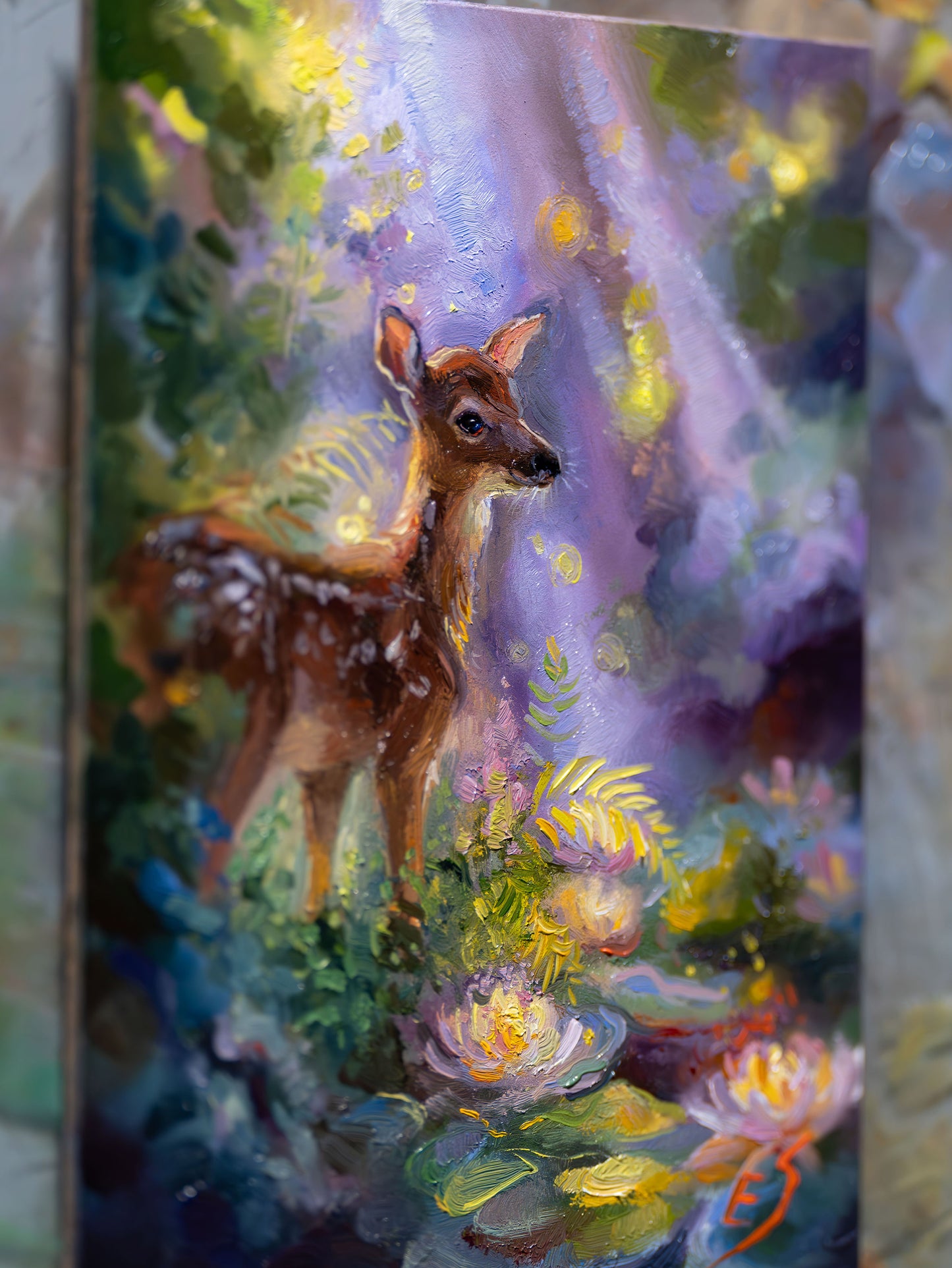 Where the Water Lilies Glow II — Original 5x7 inch Oil Painting by Eve Sundown