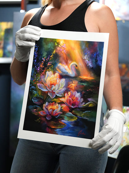 Serenade – Limited Edition Fine Art Print ✨🦢🌸