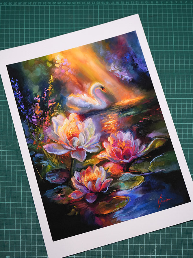 Serenade – Limited Edition Fine Art Print ✨🦢🌸