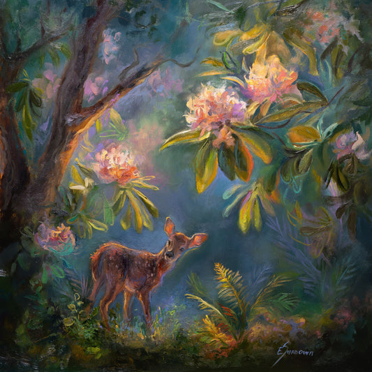 Among the Blooming Light – Original 12x12 inch Oil Painting on Deep Cradled Ampersand Gessobord