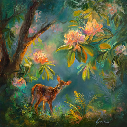 Among the Blooming Light – Original 12x12 inch Oil Painting on Deep Cradled Ampersand Gessobord