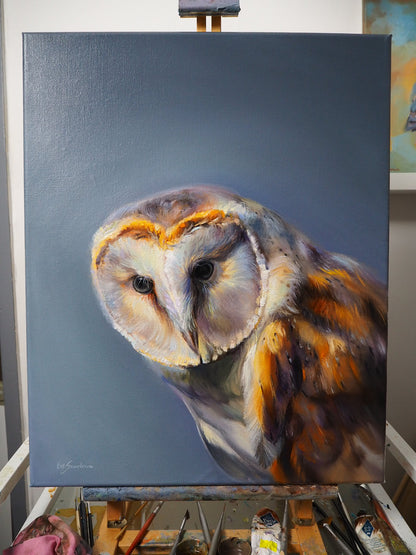 "Peaceful Gaze" Owl Orginal Oil Painting