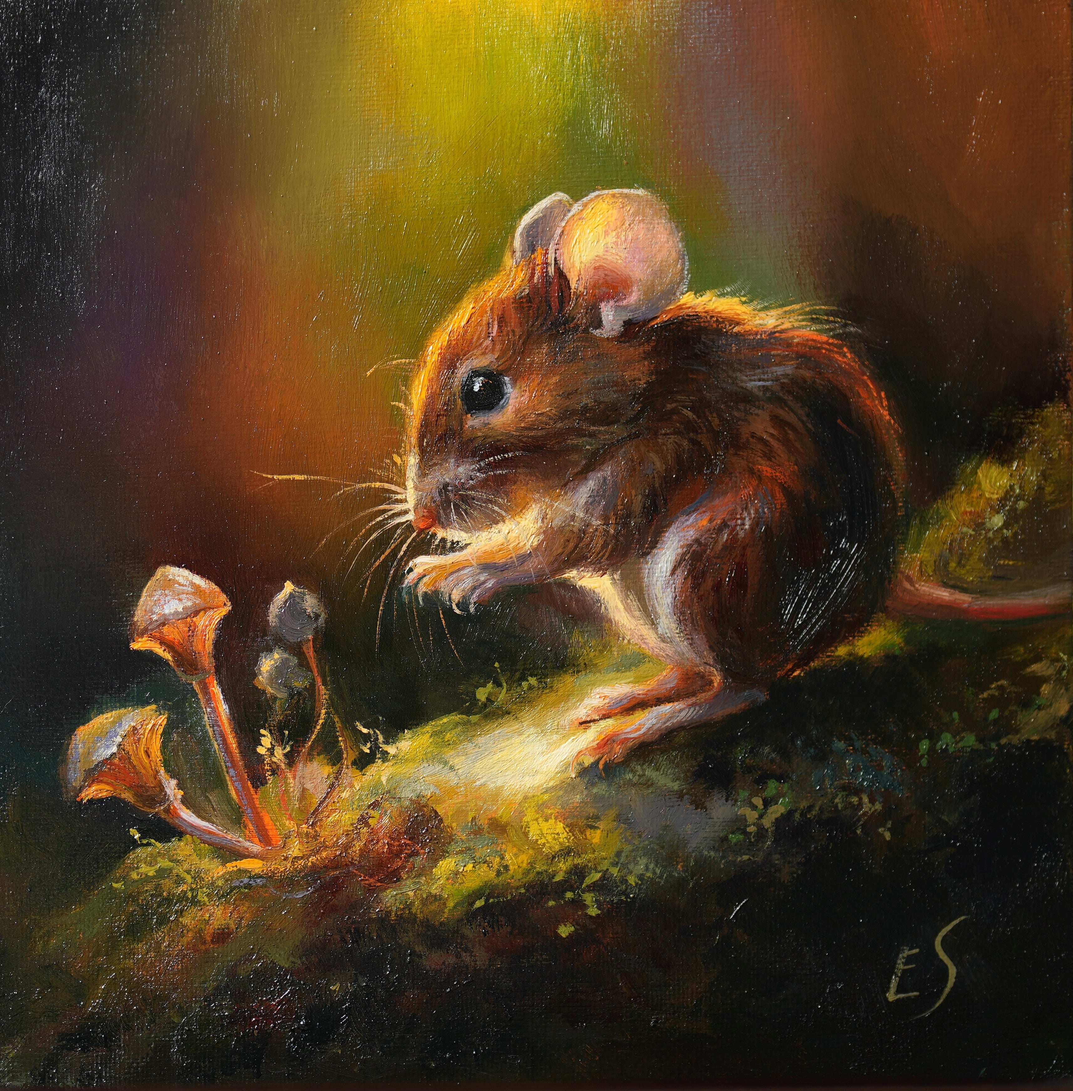 ORIGINAL PAINTING canvas board, mouse art, original oil store painting