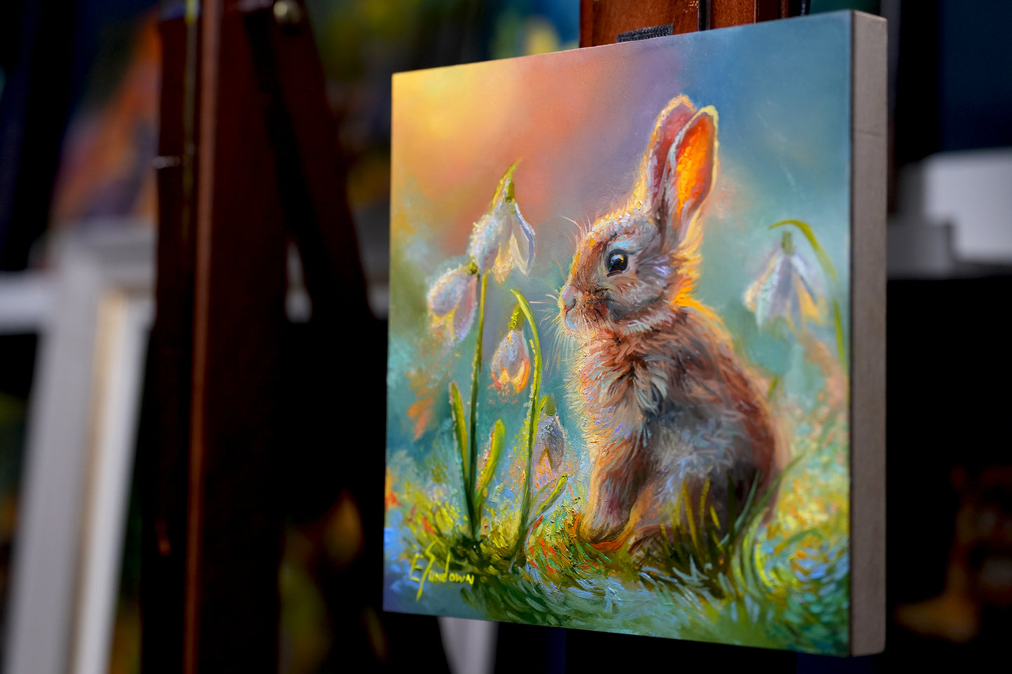 Spring Bunny Original Oil Painting