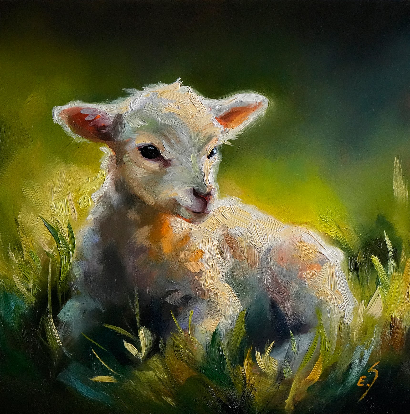 Baby Lamb Original Oil painting