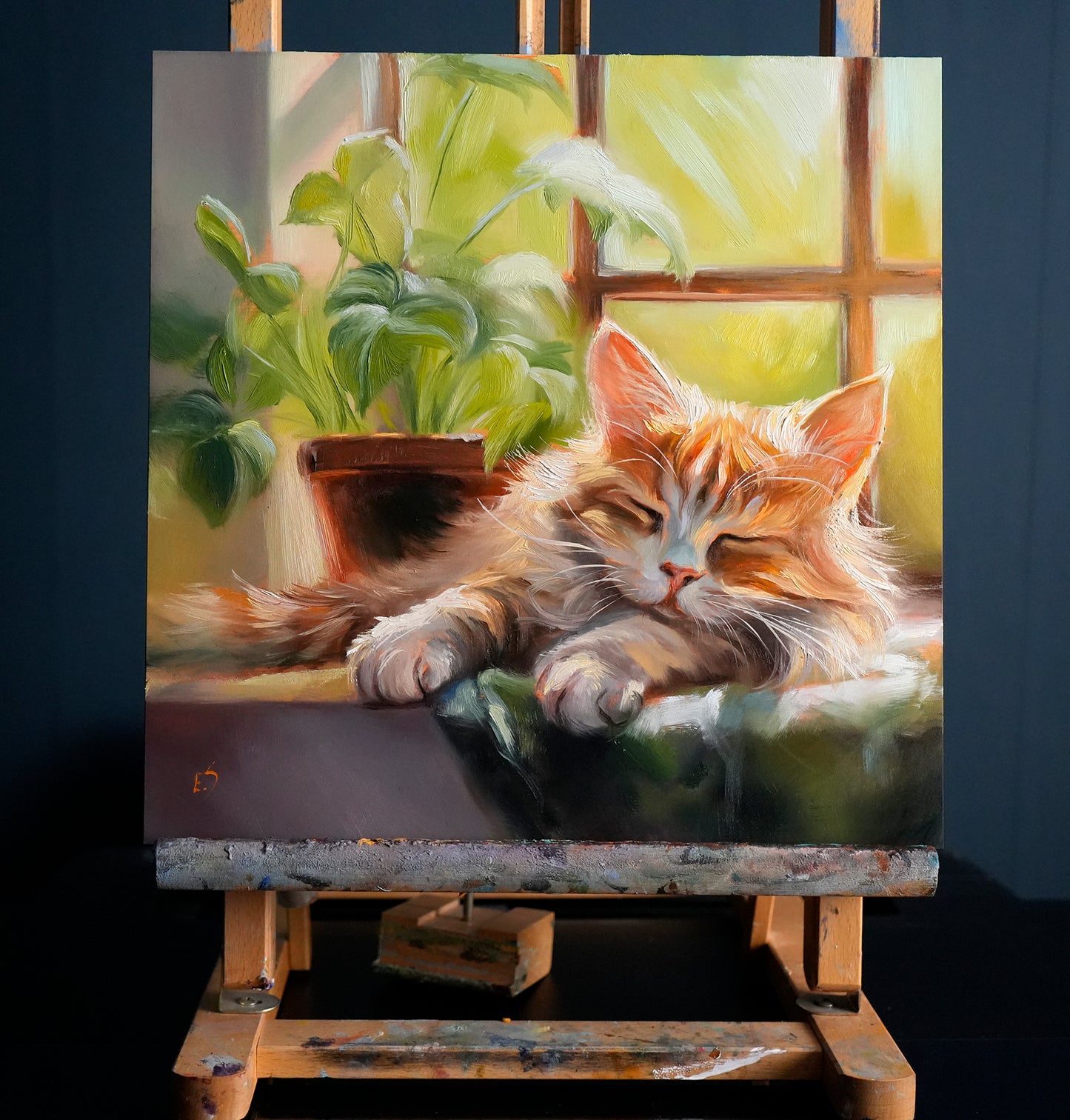 Cat Original Oil Painting