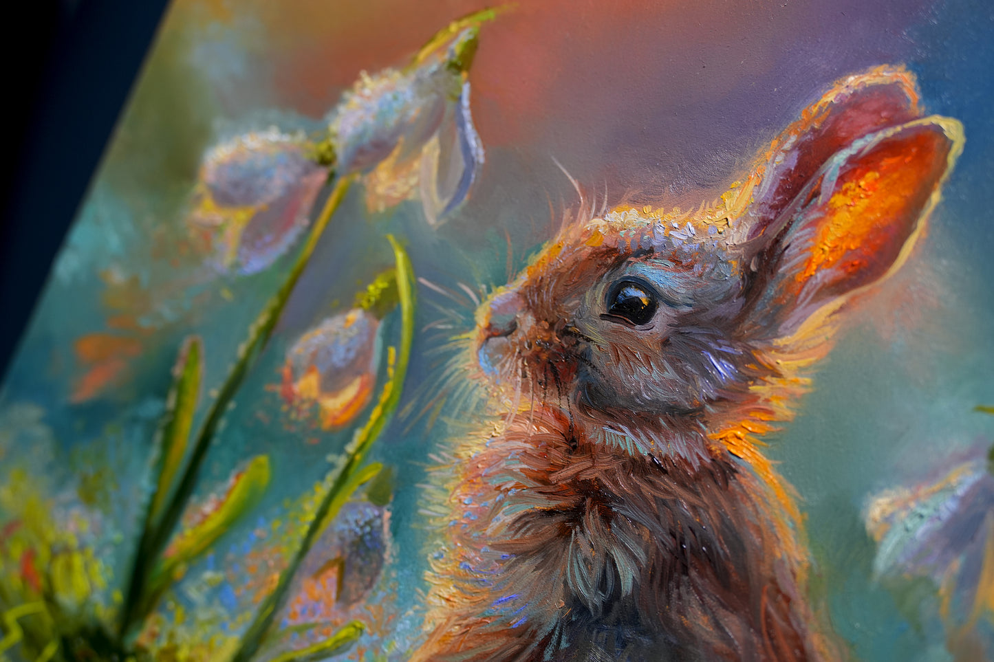 Spring Bunny Original Oil Painting