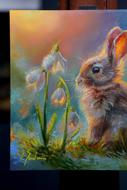 Spring Bunny Original Oil Painting