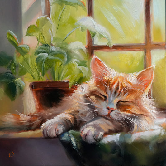 Cat Original Oil Painting