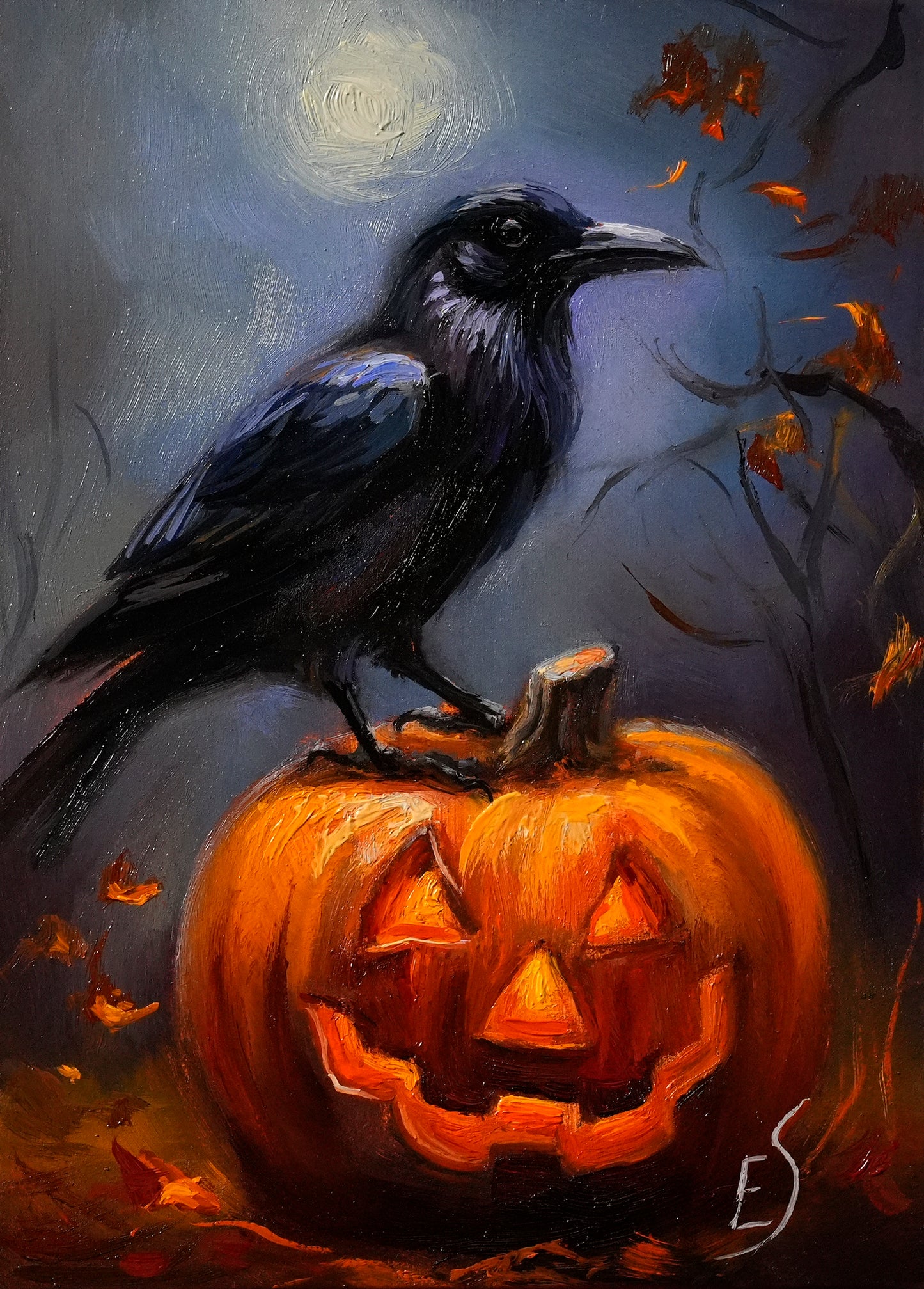 Crow Original Oil Painting