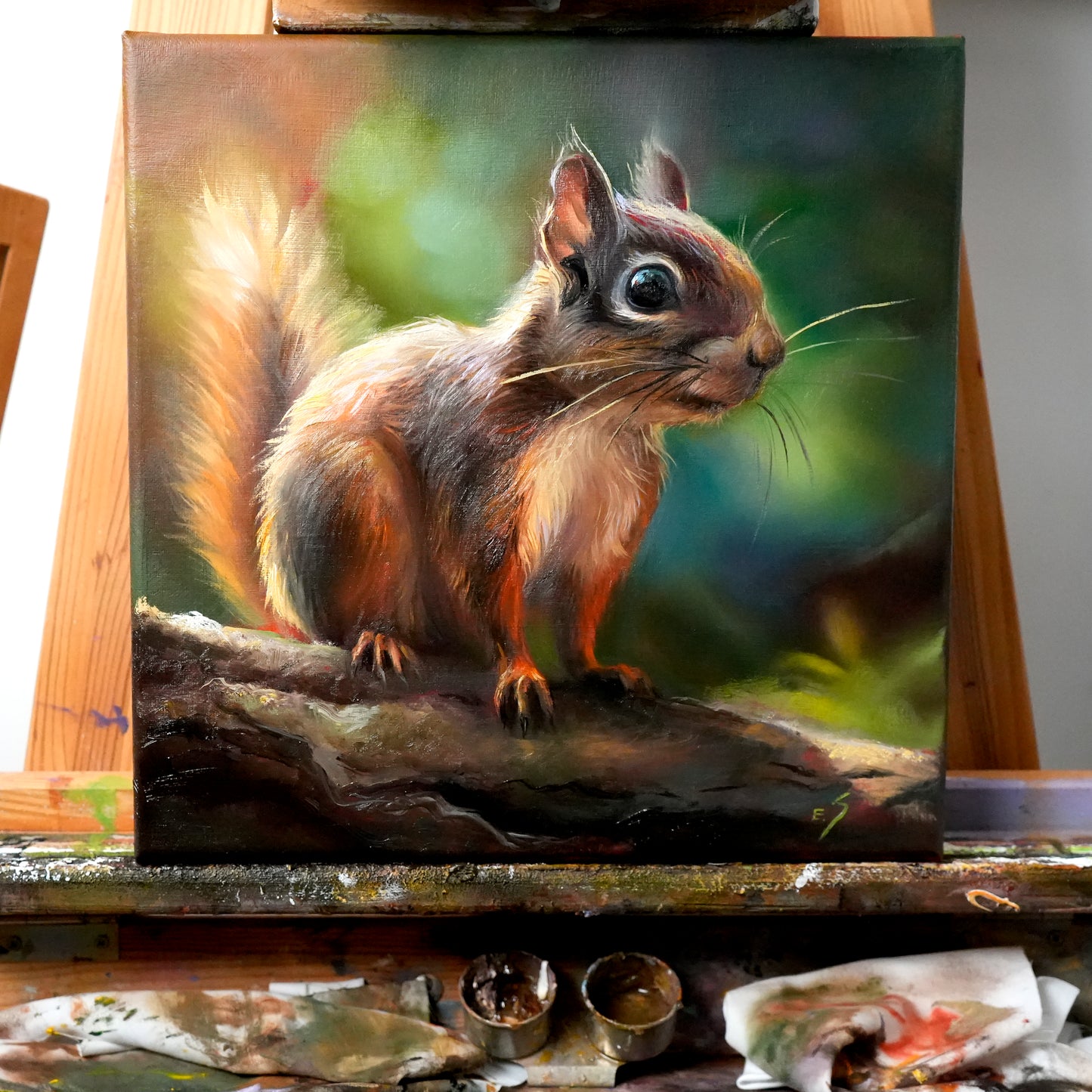 "Nature’s Watcher" Squirrel Oil Painting