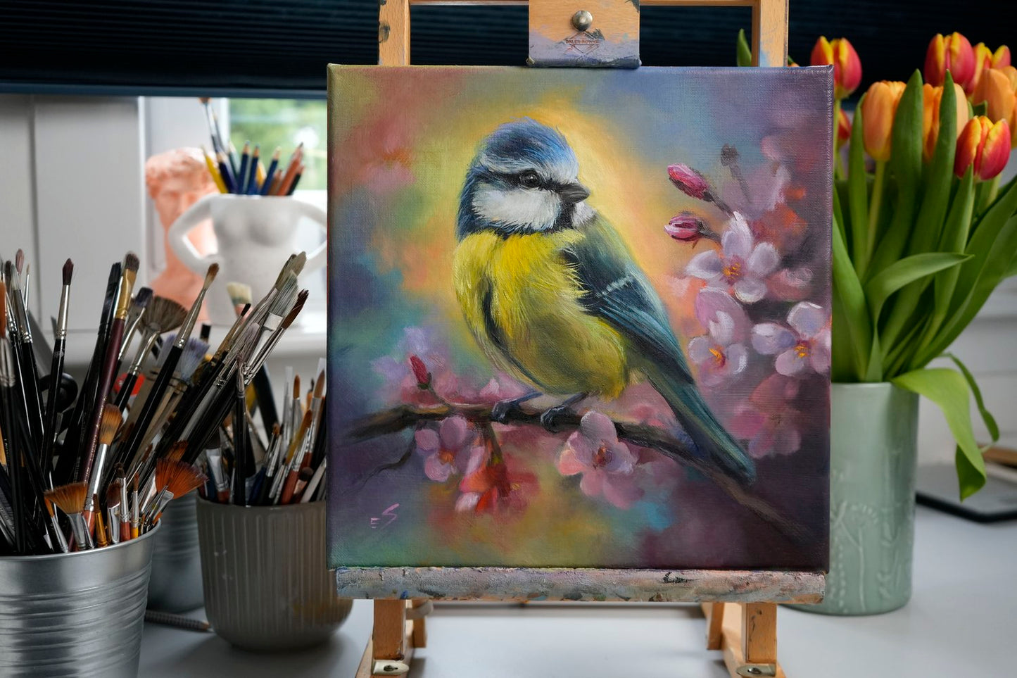 "Blue Tit" Blue Tit Original Oil Painting