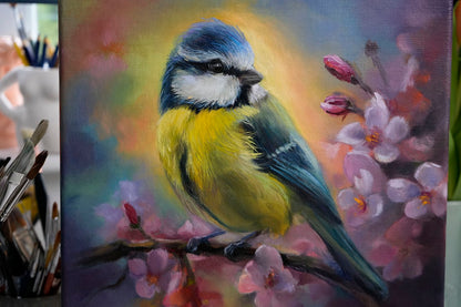 "Blue Tit" Blue Tit Original Oil Painting