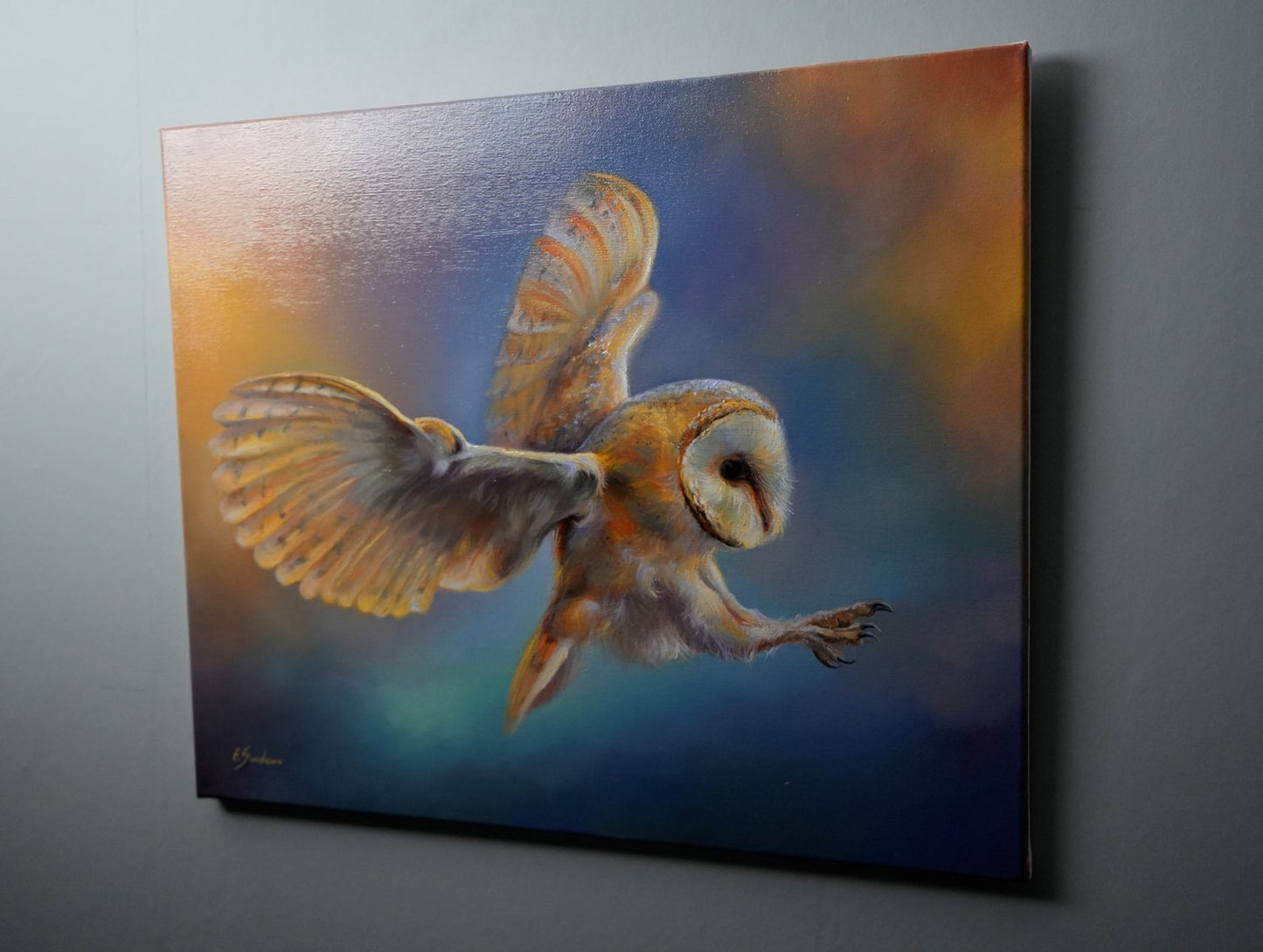 "Gold Reflection" Barn Owl Original Oil Painting