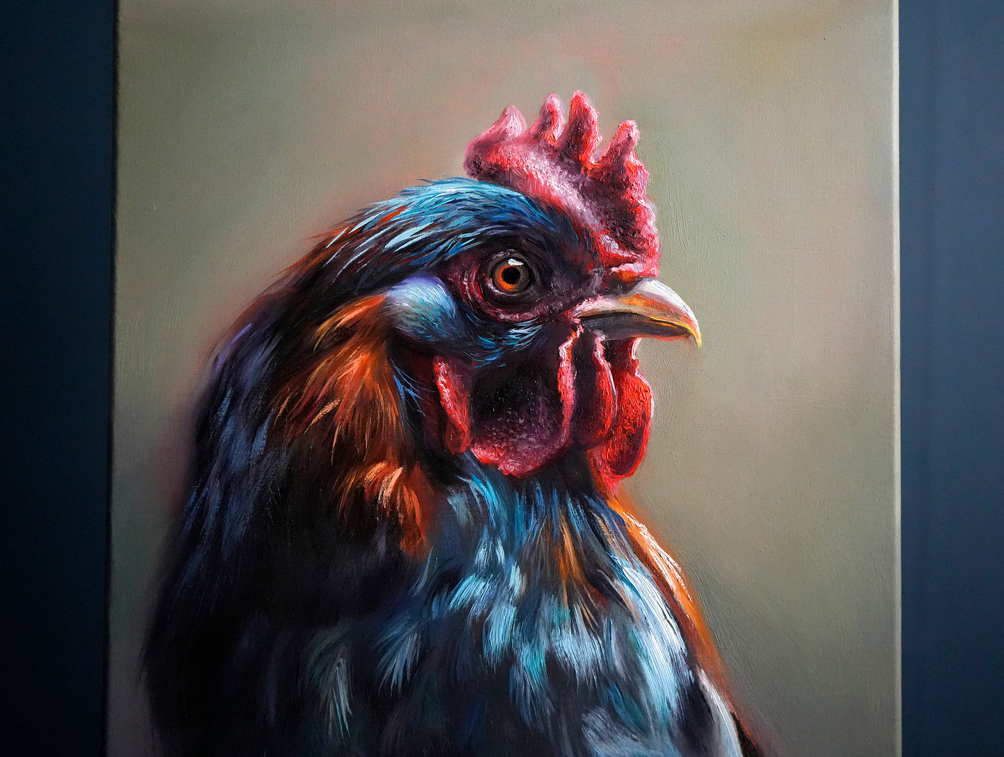 “Rooster” Original Oil Painting of a Rooster