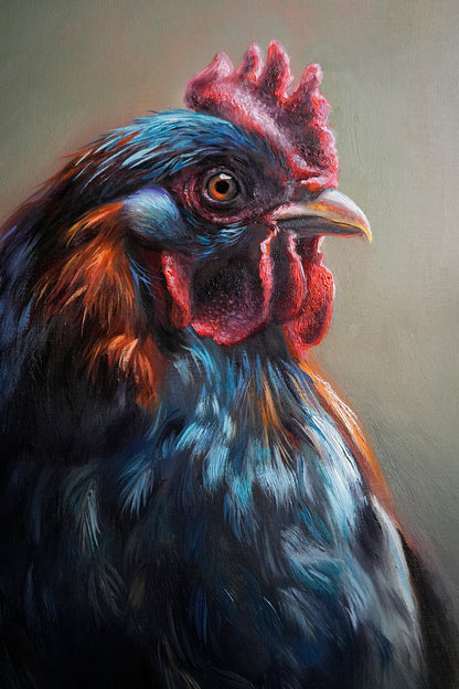 “Rooster” Original Oil Painting of a Rooster