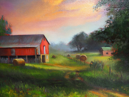 "Country Idyll" countryside oil painting