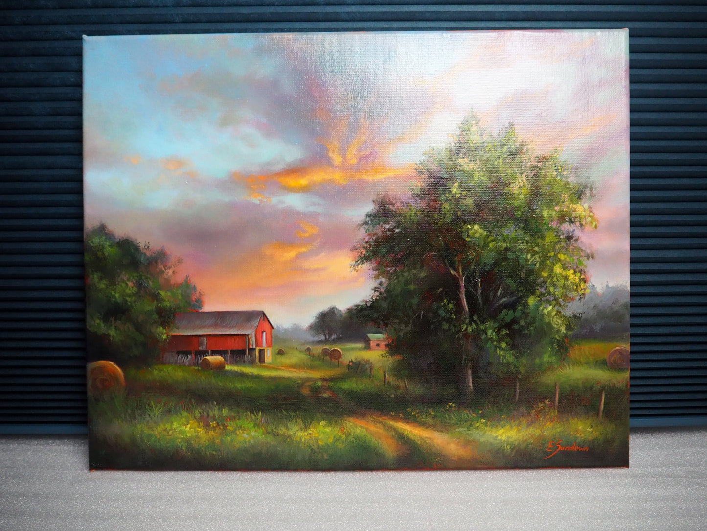 "Country Idyll" countryside oil painting