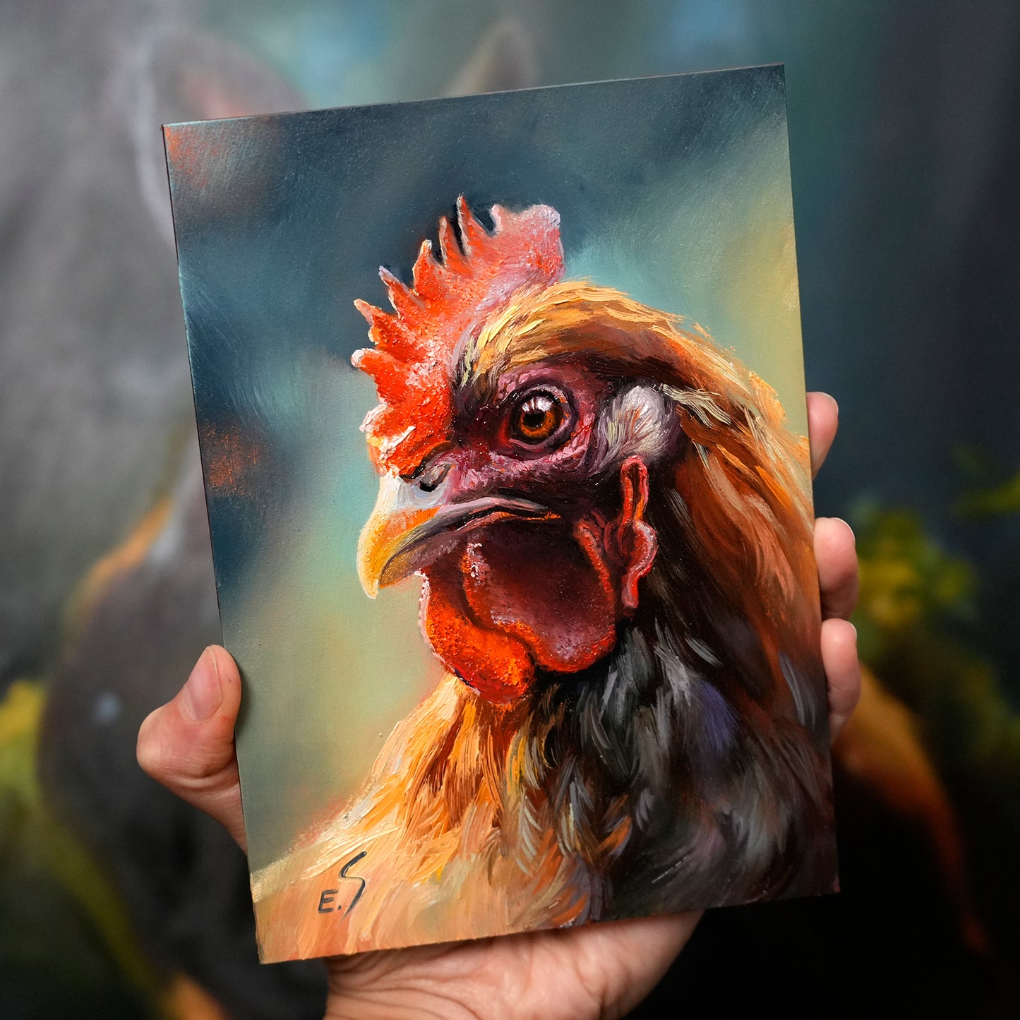 Chicken, Original Oil Painting