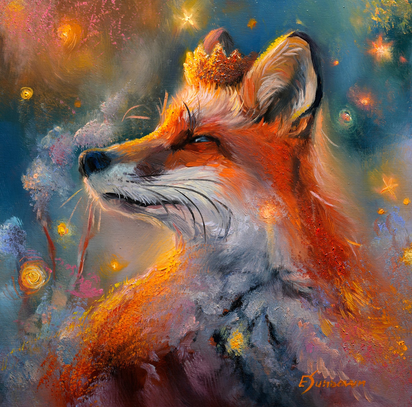 Fox Original Oil Painting