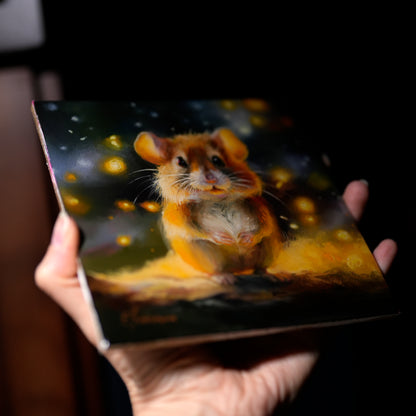 Mouse Original oil painting coated with epoxy resin