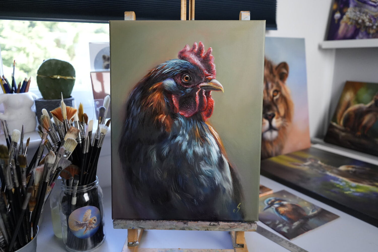 “Rooster” Original Oil Painting of a Rooster