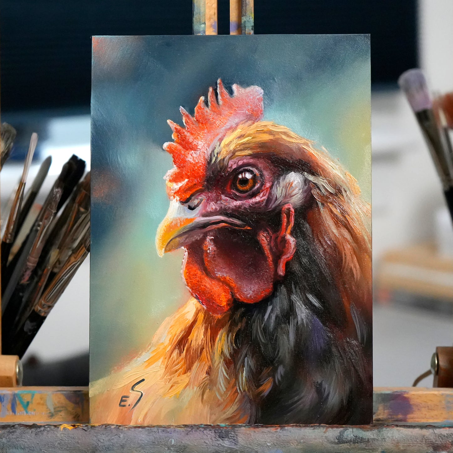 Chicken, Original Oil Painting