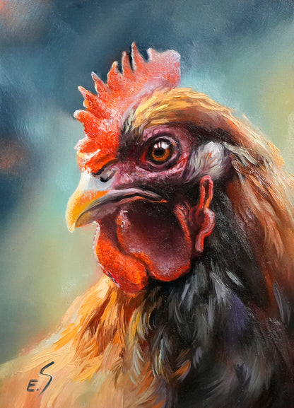 Chicken, Original Oil Painting